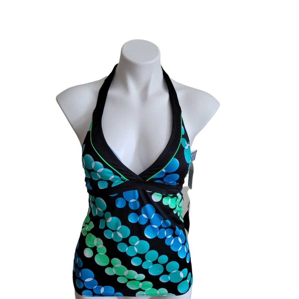 *Sale*NWT Nike Tankini Top Size 6 Black Blue Green  Padded Swimsuit BathingSuit